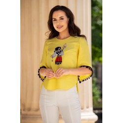 Bluza dama tip ie cu ciucuri si tarancuta brodata