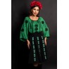 Bluza verde tip ie din vascoza cu broderie traditionala neagra