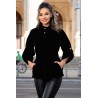 Jacheta Effect din catifea neagra cu maneca reglabila si guler inalt