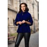 Jacheta Effect din catifea albastru royal cu maneca reglabila si guler inalt