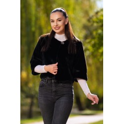 Capa neagra eleganta din blana ecologica