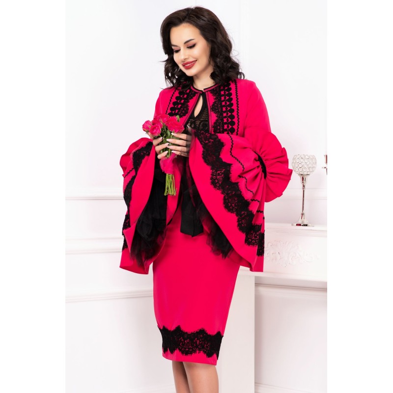 Jacheta magenta cu maneci clopot pretioase