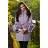 Palton din stofa lila elegant cu insertii din blana ecologica