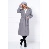 Palton dama gri lung Adelina cu buzunare maxi