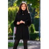 Palton elegant Lyana din lana negru captusit pe interior cu insertii de blana