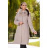 Palton dama elegant bej Anais din stofa cu guler din blana