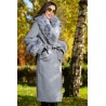 Palton dama gri elegant Fabiola din stofa cu guler din blana