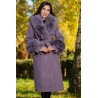 Palton dama mov elegant Fabiola din stofa cu guler din blana