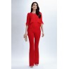 Pantaloni evazati eleganti Fofy rosii cu betelie petrecuta