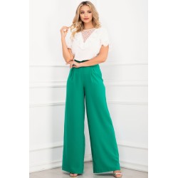 Pantaloni verzi evazati din vascoza cu talie inalta By InPuff