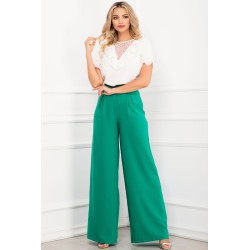 Pantaloni verzi evazati din vascoza cu talie inalta By InPuff