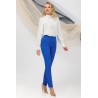 Pantaloni office Pretty Girl albastri cu taietura decorativa la buzunar