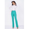 Pantaloni evazati eleganti InPuff aqua cu pliuri in talie