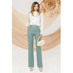 Pantaloni mint eleganti Pretty Girl evazati cu talie inalta