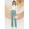 Pantaloni mint eleganti Pretty Girl evazati cu talie inalta