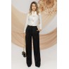 Pantalon office negru Pretty Girl drept cu pliuri in talie