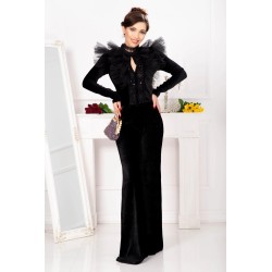 Pantaloni evazati din catifea cu structura eleganta