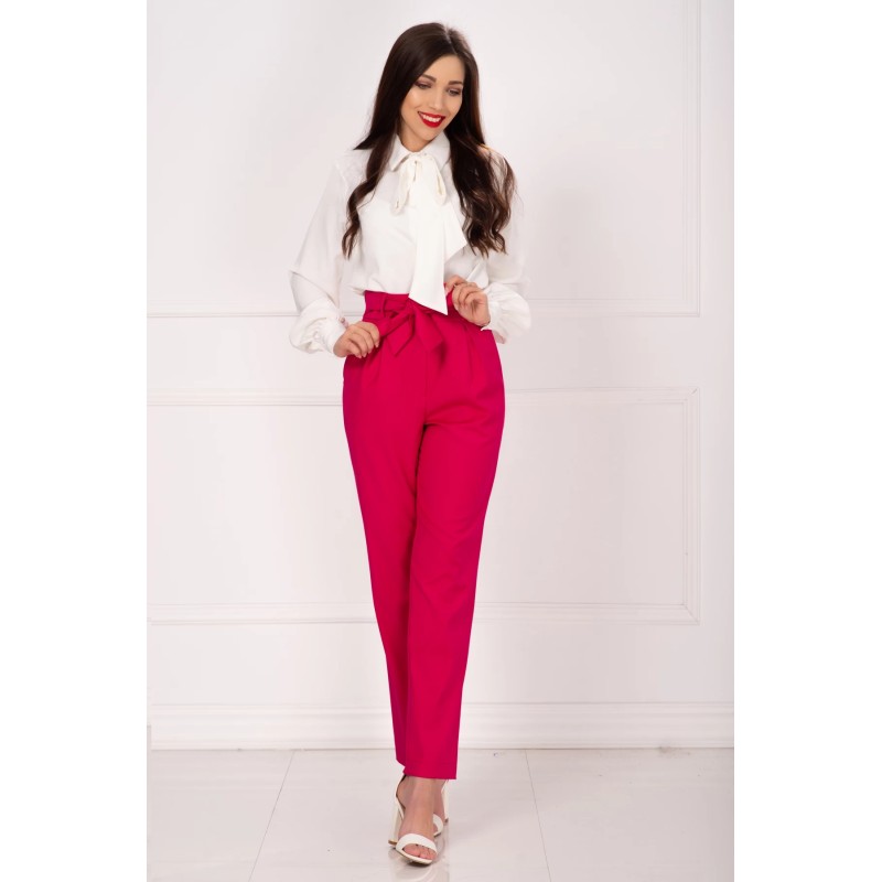Pantaloni fuchsia InPuff lejeri cu cordon in talie