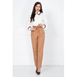 Pantaloni InPuff camel lejeri cu cordon in talie
