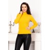 Pulover cozy mustar din tricot cu guler si mansete ondulate