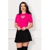 Top ciclame din tricot fin cu inima din strassuri
