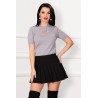 Top gri din tricot fin cu inima din strassuri