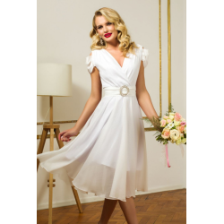 Rochie de cununie Pretty Girl ecru cu fir lurex si catarama pretioasa