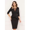 Rochie de ocazie eleganta neagra cu peplum si flori decorative pe umeri