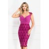 Rochie de ocazie eleganta conica cu broderie 3D si paiete discrete