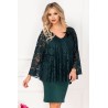 Rochie de ocazie Gina verde cu dantela si accesoriu cu fulgi by InPuff
