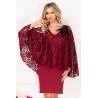 Rochie de ocazie Gina bordo cu dantela si accesoriu cu fulgi by InPuff
