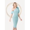 Rochie eleganta de ocazie Pretty Girl mint cu umar gol si volanase
