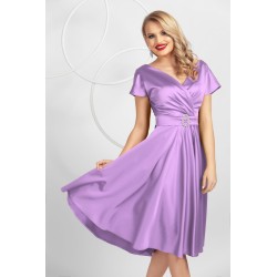 Rochie eleganta Pretty Girl de ocazie lila in clos din tafta