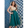 Rochie midi de ocazie Atmosphere din voal verde cu dantela in zona bustului