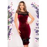 Rochie din catifea bordo cu flori 3D