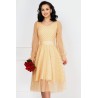 Rochie de ocazie crem acoperita de tulle cu buline