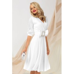 Rochie de ocazie Pretty Girl ivoire in clos cu cordon tip funda