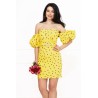 Rochie de zi galbena cu buline Layla cu maneci gogosar