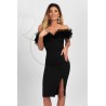 Rochie eleganta de ocazie Pretty Girl neagra cu umeri goi si volane