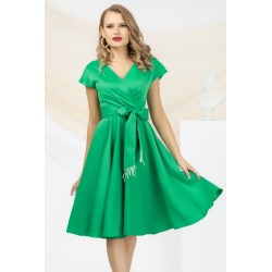 Rochie eleganta Pretty Girl verde in clos cu cordon detasabil