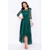 Rochie asimetrica de ocazie verde Francesca cu model din catifea