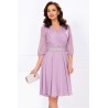 Rochie de ocazie in clos lila cu cordon stralucitor in talie