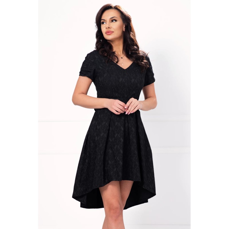 Rochie neagra asimetrica cu pliuri