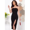 Rochie eleganta neagra midi June cu fundite decorative