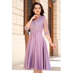 Rochie de ocazie midi lila Lucrezia din tafta cu broderie