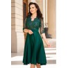 Rochie de ocazie midi verde Lucrezia din tafta cu broderie