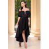 Rochie de ocazie asimetrica Pretty Girl neagra cu umeri goi