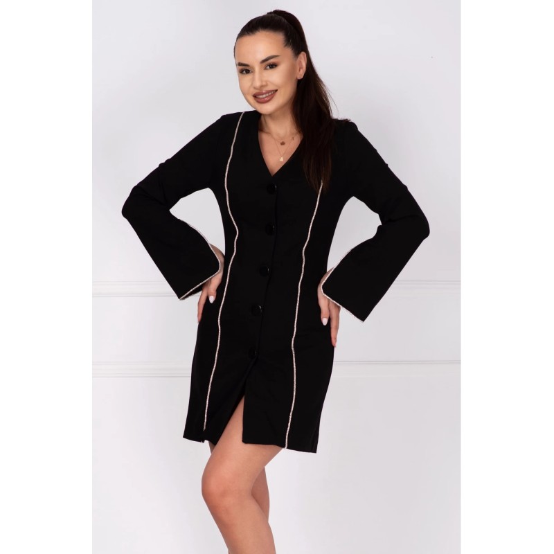 Rochie de ocazie tip sacou cu benzi pretioase din strassuri