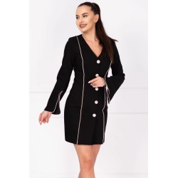 Rochie de ocazie tip sacou cu benzi pretioase din strassuri argintii