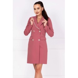 Rochie de ocazie roz tip sacou Nadina decorata cu strassuri